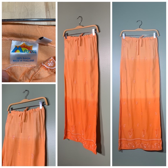 Orange Ombré Maxi Skirt - Picture 1 of 6